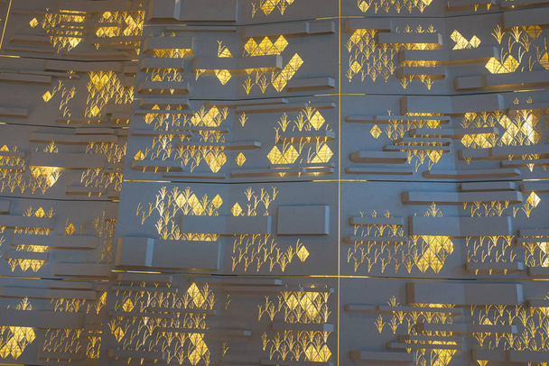 The illuminated wall decoration in the hotel lobby - Photo, Image
