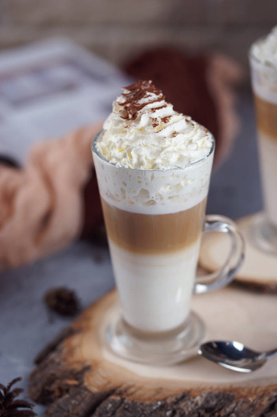 Coffee in a glass with whipped cream - Valokuva, kuva