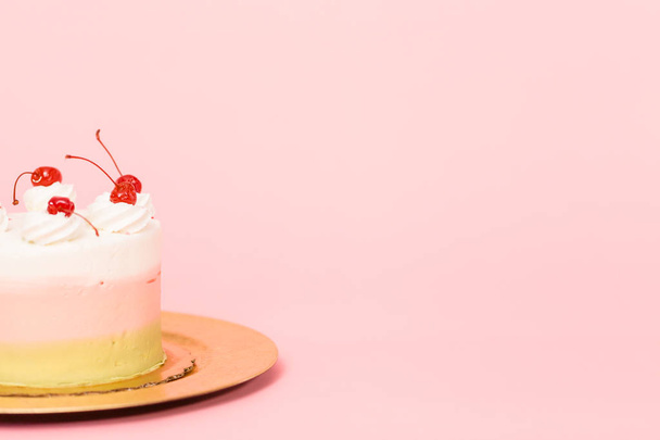Birthday Spumoni cake on pink background. - Фото, зображення