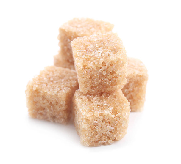 Brown sugar cubes on white background - Photo, Image