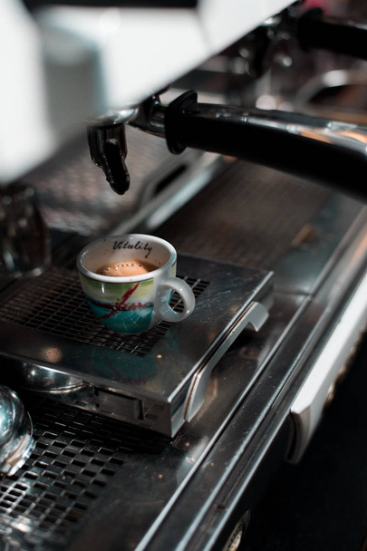 black coffee morning on coffee maker - Foto, Imagen