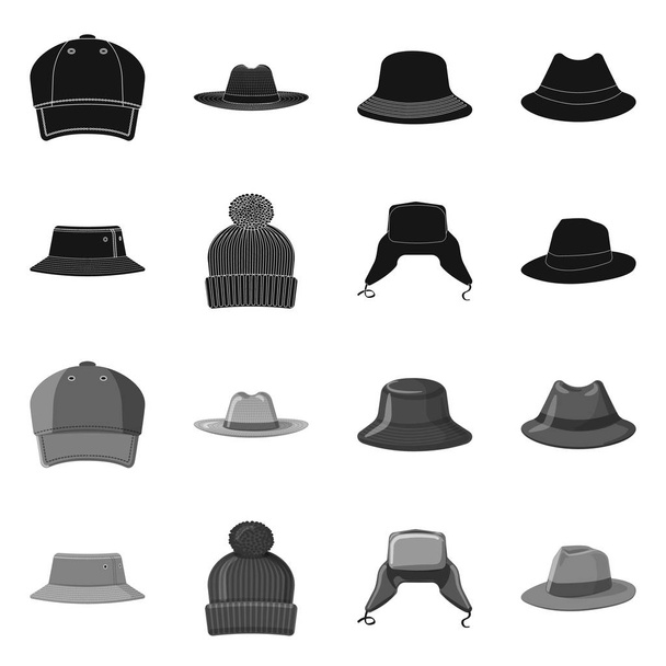 Isolated object of headgear and cap symbol. Set of headgear and accessory stock symbol for web. - Vettoriali, immagini