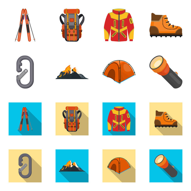 Vector illustration of mountaineering and peak symbol. Collection of mountaineering and camp vector icon for stock. - Vector, Image