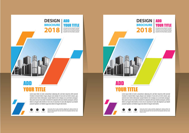 Brochure template layout, cover design annual report, magazine, flyer or booklet in A4 with blue geometric shapes on polygonal background - Vetor, Imagem