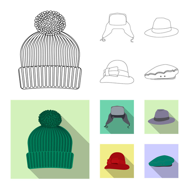 Objetos isolados de chapéus e chapéus. Conjunto de chapéus e acessórios símbolo de estoque para web
. - Vetor, Imagem