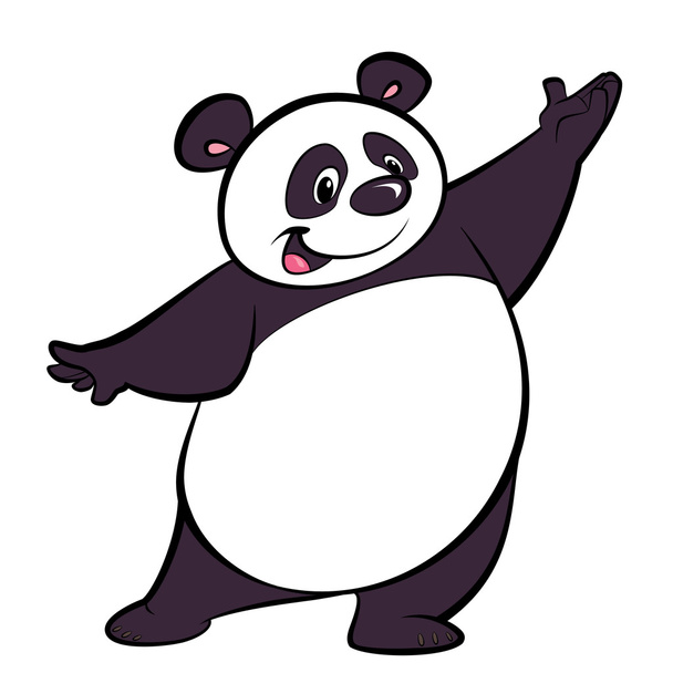 Heureux personnage de panda dessin animé présentant
 - Photo, image
