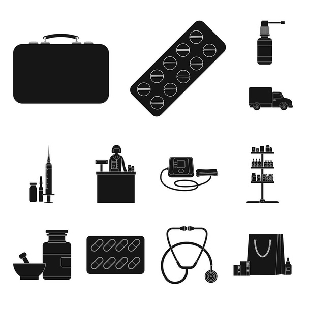 Vector illustration of pharmacy and hospital icon. Collection of pharmacy and business vector icon for stock. - Vector, imagen