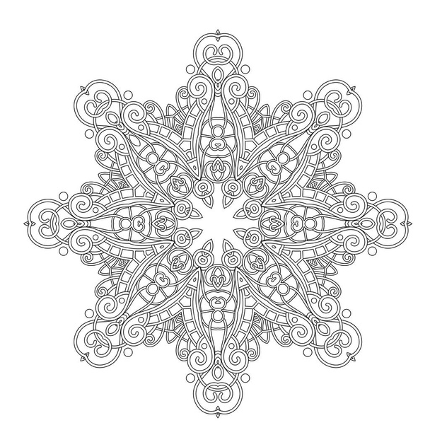 Vector Monochrome Mandala Етнічний декоративний елемент. Круглий абстрактний об'єкт ізольований на білому фоні - Вектор, зображення