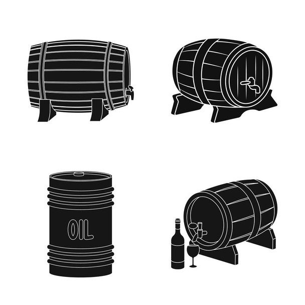 バレルとビールのロゴのベクター デザイン。Web のバレルと樽のストック シンボルのセット. - ベクター画像