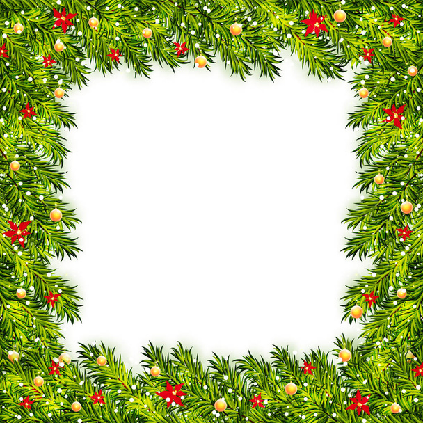 Christmas tree branches frame vector - Vektor, obrázek