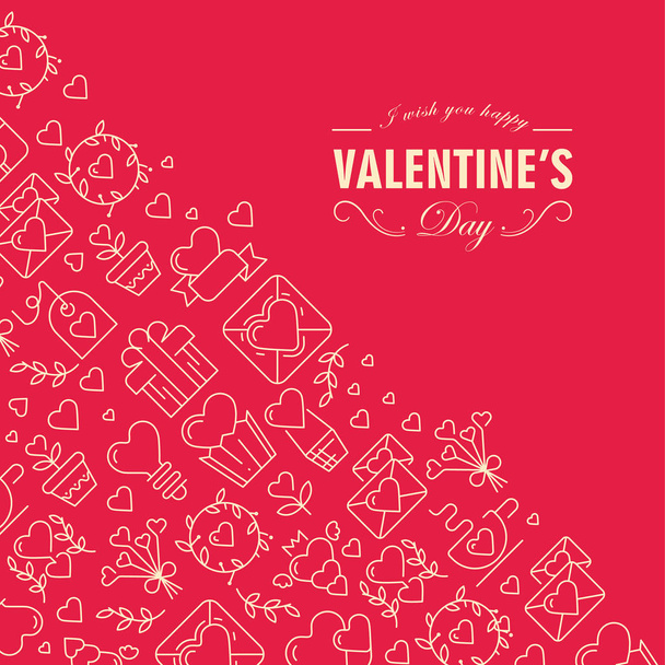 Happy Valentines Day Postcard - Vector, afbeelding