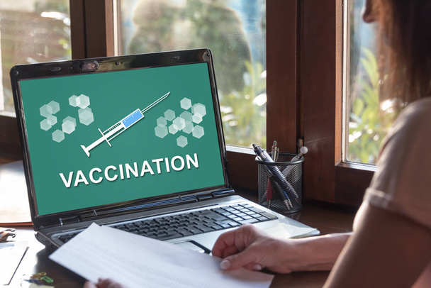 Laptop screen displaying a vaccination concept - Photo, Image