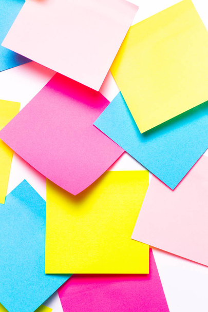 Many colorful sticky notes on white background - 写真・画像