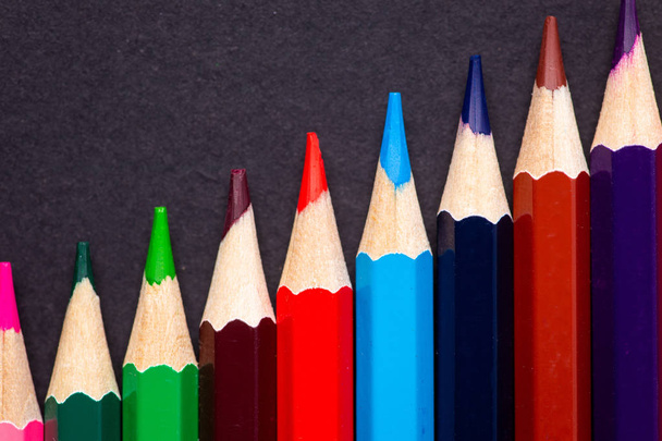 Colorful Pencils on Black Background - Photo, Image