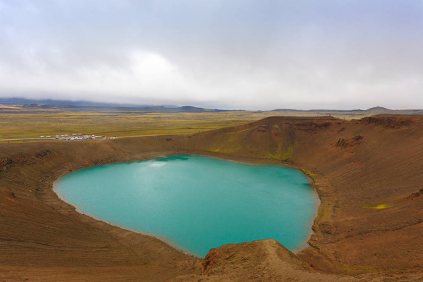 Viti crater with green water lake inside. Krafla Viti Crater, Iceland - Valokuva, kuva