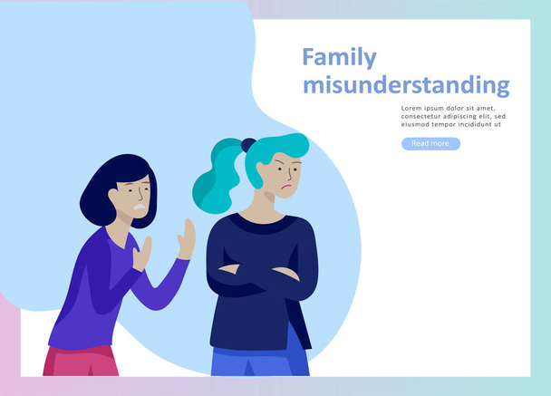 Set of Landing page templates for psyhology mental problems, depression panic attacks, paranoia anger control, relationship family conflict, stress and misunderstanding, group psychotherapy - Vector, Image