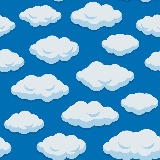 Seamless Cloud Pattern With Blue Sky Background. Vector - Vector, Image