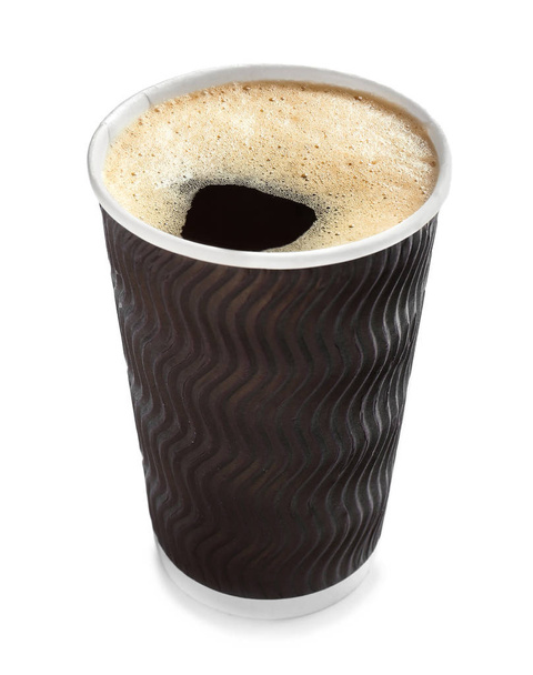 Copo de papel de café quente no fundo branco
 - Foto, Imagem