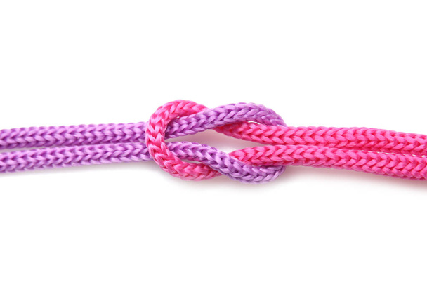 Ropes with knot on white background - Photo, Image