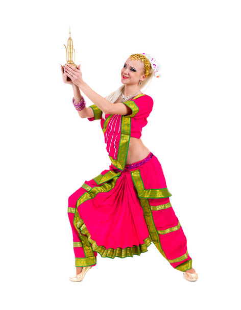 Full length portrait of indian woman dancing - Valokuva, kuva