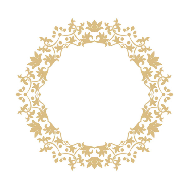 Circular baroque ornament. A gold frame in retro style for a logo, congratulatory, invitations, decoration. Vector. - Вектор,изображение