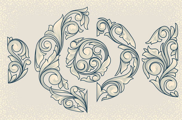 Elementos de diseño floral vintage
 - Vector, imagen
