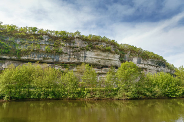 Roque Saint-Christophe is a big rock formation with Rock shelters at the river Vezere, Dordogne, France - Photo, Image