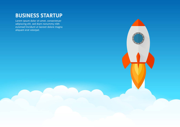 ロケット打ち上げ - ビジネスのスタートアップ - ベクター画像