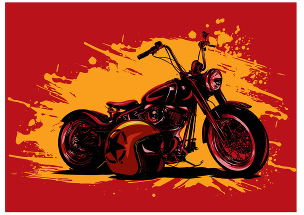 Vintage Chopper Illustration de l'affiche de moto
 - Vecteur, image