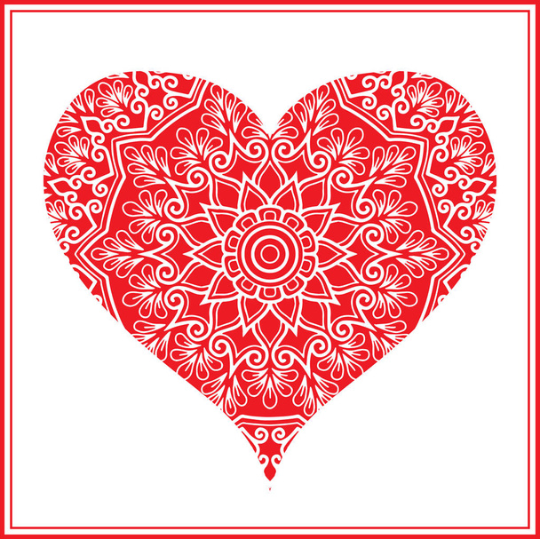 Valentines day vector clip art red greeting card with white paper heart design holiday - Vektör, Görsel