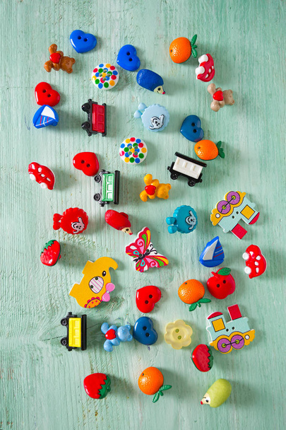 pile of colorful buttons - 写真・画像