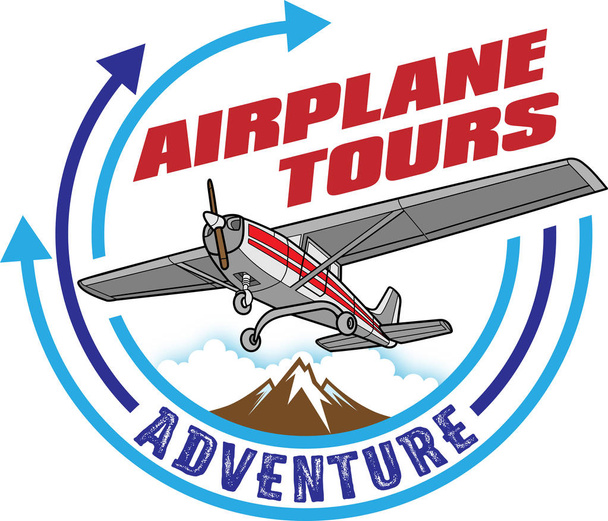 Icono de tour de avión, diseño de etiqueta
 - Vector, Imagen