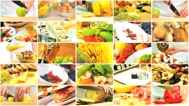 Egészséges életmóddal élelmiszer montázs választéka - Felvétel, videó