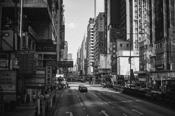 Hong Kong edifícios e arqutitecture, imagem em preto e branco
  - Foto, Imagem