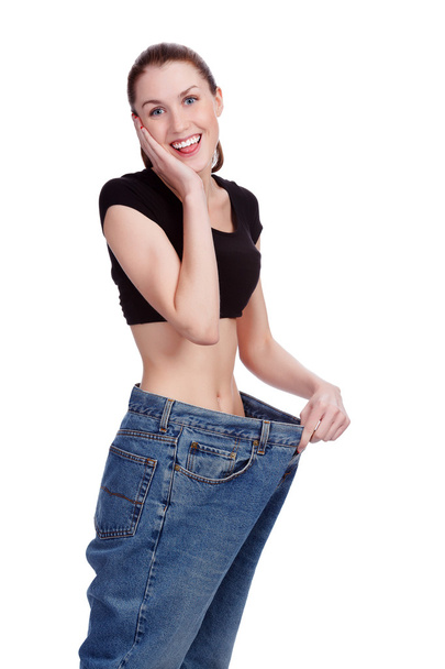 Chica en jeans grandes
 - Foto, imagen
