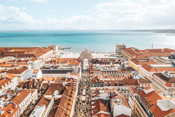 Lisbon cityscape, view of the old town Alfama, Portugal, panorama - Fotoğraf, Görsel