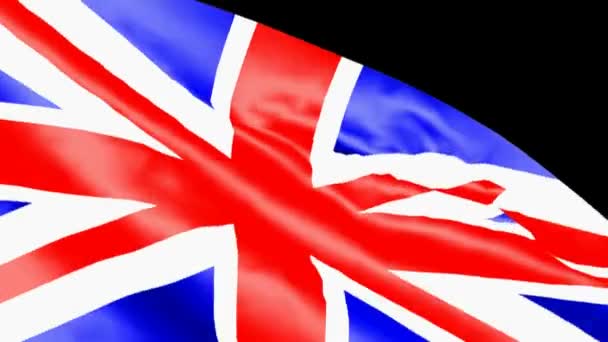 English flag waving on black background - 3D rendering video - Footage, Video