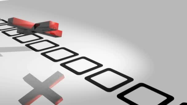 Cruz roja cae sobre un conjunto de celdas cuadradas que indican la cancelación de una opción - 3D renderizado de vídeo
 - Imágenes, Vídeo