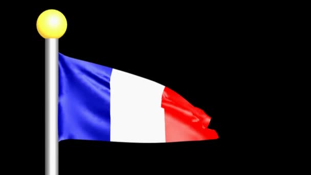 French flag waving on black background - 3D rendering video - Footage, Video