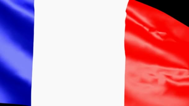 Γαλλική σημαία να κυματίζει σε μαύρο φόντο - 3d rendering βίντεο - Πλάνα, βίντεο