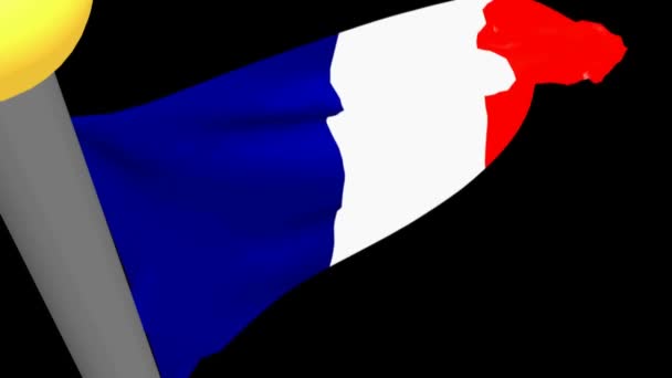 French flag waving on black background - 3D rendering video - Footage, Video