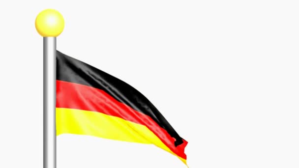Német zászló integet a fehér háttér - 3d rendering videó - Felvétel, videó
