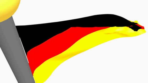 Γερμανική σημαία να κυματίζει σε λευκό φόντο - 3d rendering βίντεο - Πλάνα, βίντεο