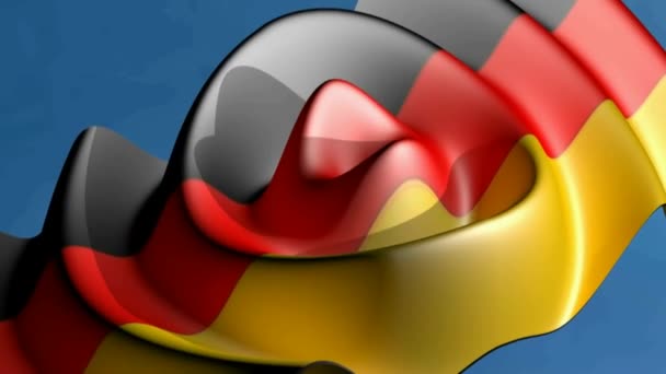 Niemiecką banderą machając z żyłką podwójne jednostronne fale - 3d renderowania wideo - Materiał filmowy, wideo