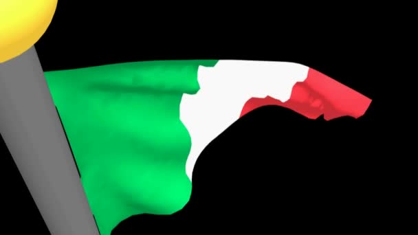 Ιταλική σημαία να κυματίζει σε μαύρο φόντο - 3d rendering βίντεο - Πλάνα, βίντεο