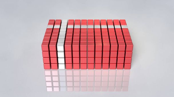 Een beeld van een doos van de verpakte dressing opgebouwd uit blokken. 3D illustratie - Foto, afbeelding
