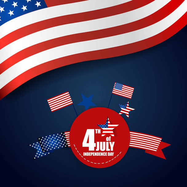 Happy independence day card United States of America. American Flag paper design, vector illustration. - Wektor, obraz