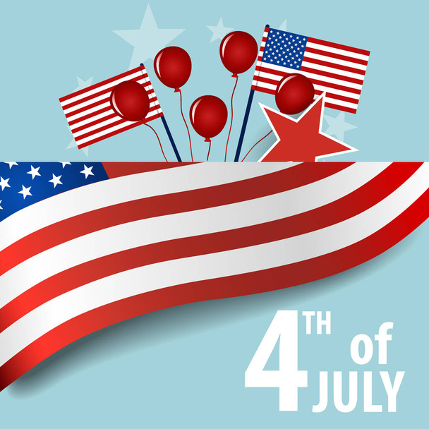 Happy independence day card United States of America. American Flag paper design, vector illustration. - Вектор,изображение