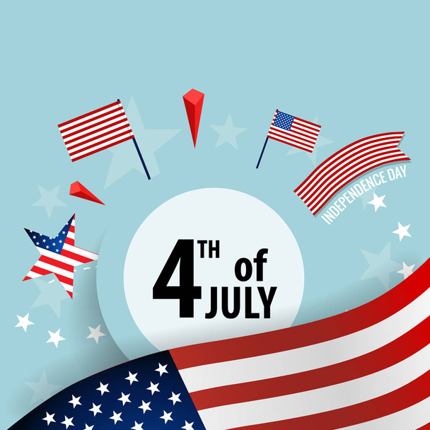 Happy independence day card United States of America. American Flag paper design, vector illustration. - Vektör, Görsel
