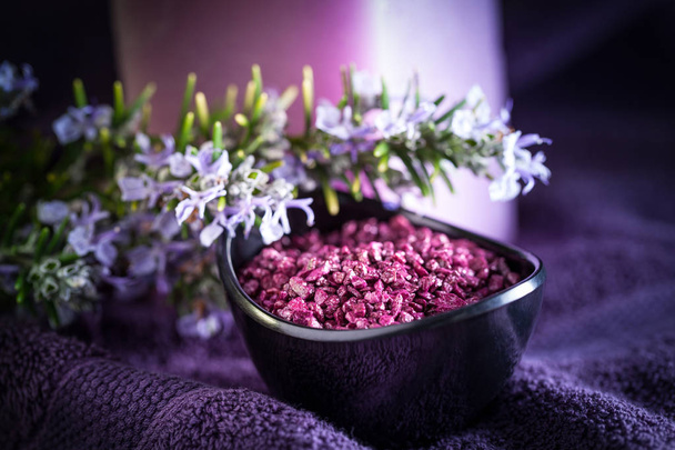 composition with bath salts and flowers - Photo, Image